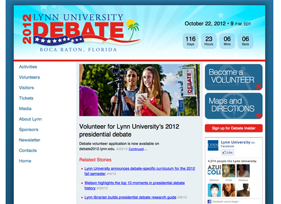 Screenshot of 2012 Presidential Debate site home page