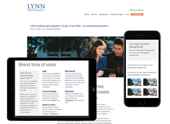 Screenshots of The Lynn Brand at various widths showing responsive web design